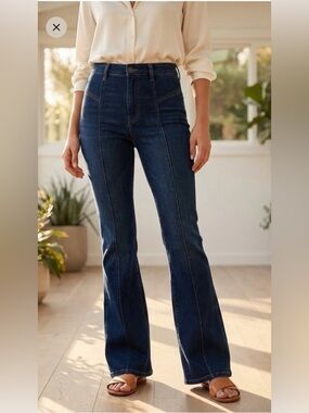 SO dark wash high rise flare jeans size 11 NWOT!